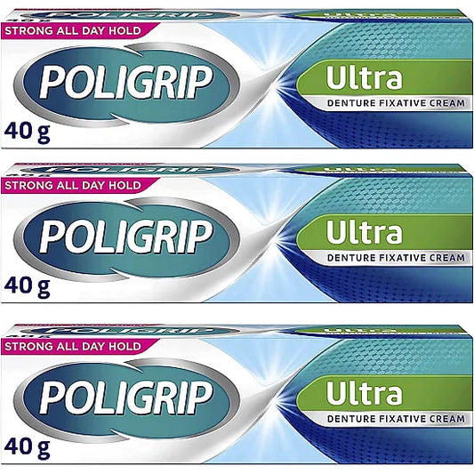 Poligrip Denture Fixative Cream Ultra - 40g - Pack of 3