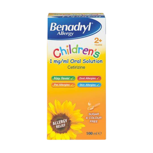 Benadryl Allergy Children's 2+ 1mg/ml Oral Solution - 100ml - Banana Flavour