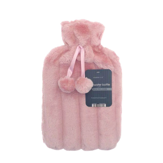 Hot Water Bottle with Faux Fur Cover