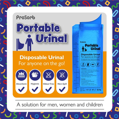 Portable Travel Urinal Toilet (10 x pack) Blue