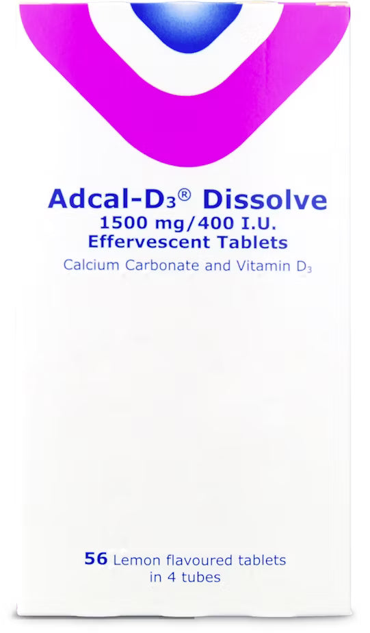 Adcal-D3 Dissolve 1500mg/400 I.U 56 Effervescent Tablets – UK Meds Online