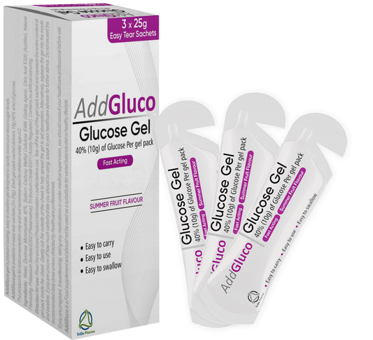 AddGluco Glucose Gel 40% (10g) of Glucose Gel Pack 3 x 25g Easy Tear Sachets