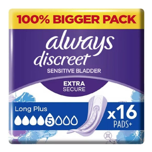 Always Discreet Long Plus Pads (16 Pads)