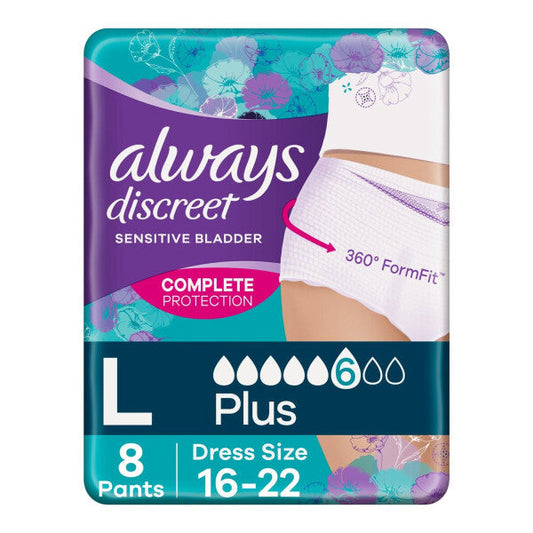 Always Discreet Underwear Incontinence Pants Plus Large - 8 pants