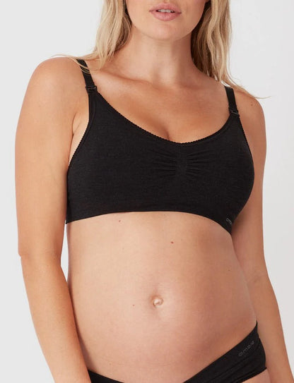 Bamboo Maternity Seamless Crop – Charcoal Marl