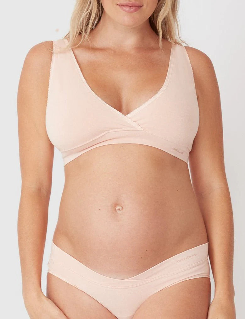 Bamboo Maternity Seamless Crossover Crop – Putty Pink