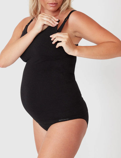 Bamboo Maternity Seamless Feeding Cami – Charcoal Marl2