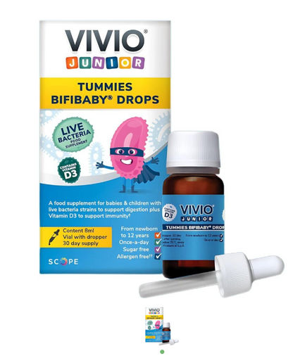 VIVIO Junior Tummies Bifibaby Drops - Digestive & Immune Support for Children - 8ml