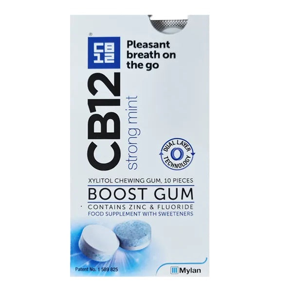 CB12 Boost Strong Mint Chewing Gum Pack of 10