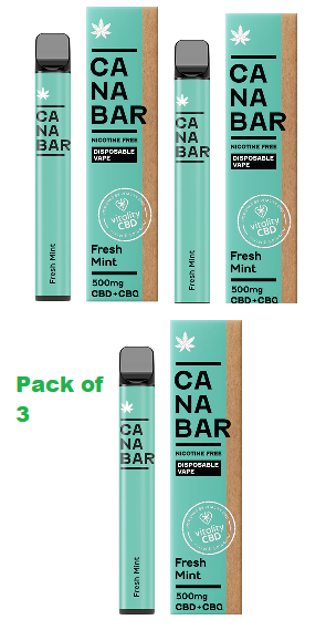 Canabar Disposable Vape Fresh Mint - Disposable CBD Vape Device 500mg CBD + CBG