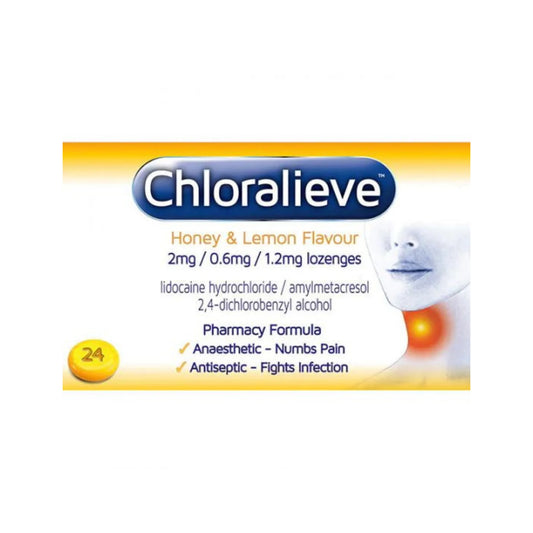 Chloralieve Honey & Lemon Flavour Lozenges 24s