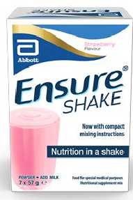 ENSURE SHAKE Strawberry Flavoured Nutritional Powder Drink – 57g Sachets (Pack of 7)