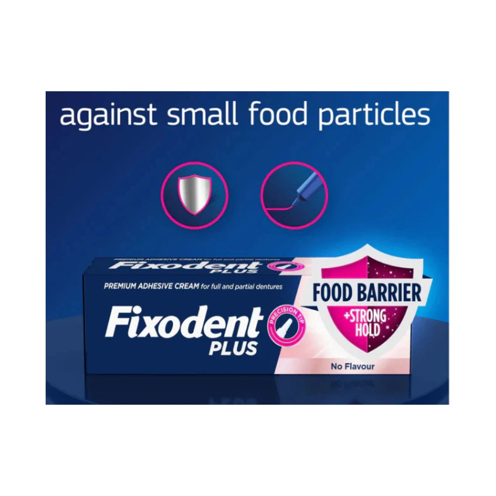 Fixodent Plus Food Seal Denture Adhesive Cream 40g for Full & Partial Dentures