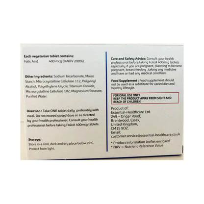FolicA - 400mcg of Folic Acid 90 Tablets Supplement Pregnancy Tablets (2)