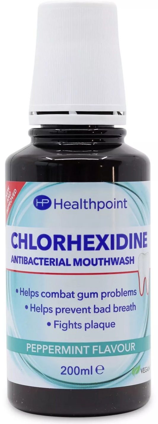 Healthpoint Chlorhexidine Antibacterial Peppermint Mouthwash with Fluoride - 200ml