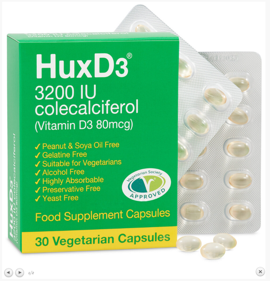 Hux D3 3200iu Colecalciferol 30 Vegetarian Caps