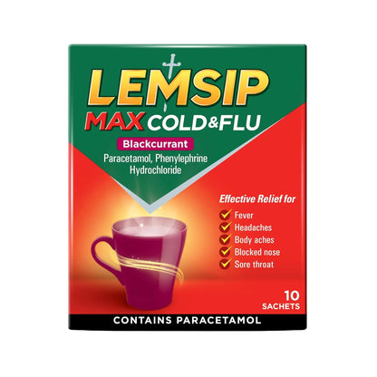 Lemsip Cold & Flu Blackcurrant 10s