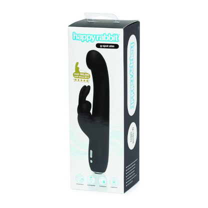 Lovehoney Happy Rabbit Rechargeable G-Spot Slim Black Rabbit Vibrator for Women