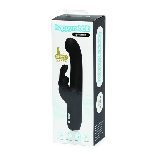 Lovehoney Happy Rabbit Rechargeable G-Spot Slim Black Rabbit Vibrator for Women