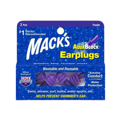 Mack's Purple AquaBlock Earplugs - 2 Pairs