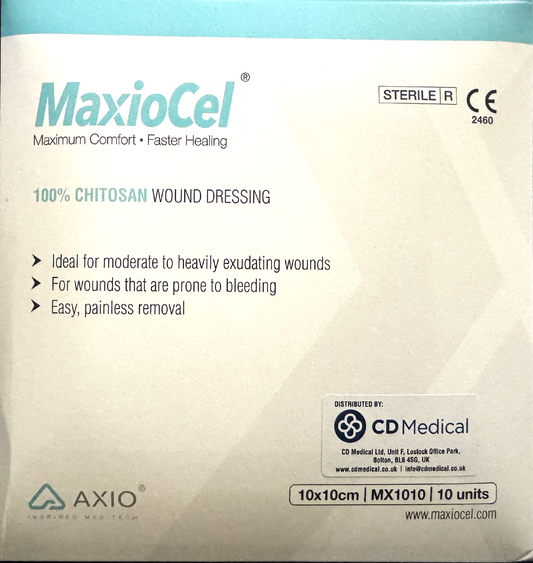 MaxioCel Chitosan Wound Dressing 10x10 cm Pack of 10 Units