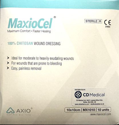 MaxioCel Chitosan Wound Dressing 15cm x 15cm - Pack of 10 Units