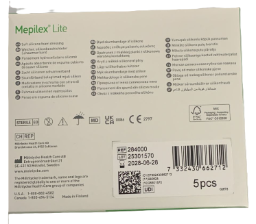 Mepilex Lite Soft Silicone Foam Dressing 6 × 8.5 cm (2.4 × 3.4 in) – Pack of 5 2
