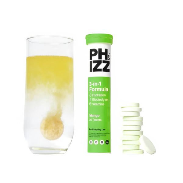 Phizz Mango 3-in-1 Hydration, Electrolytes and Vitamins Effervescent, 20 Tablets