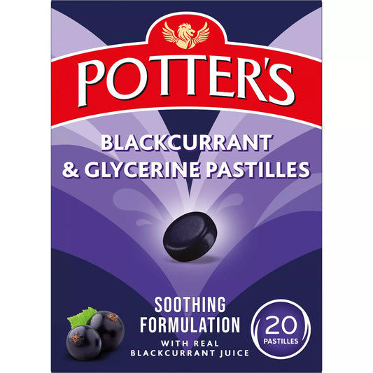 Potter's Blackcurrant & Glycerine Pastilles, 20 Pastilles