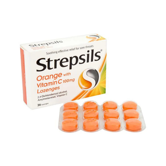 Strepsils Orange with Vitamin C 100mg Lozenges 36s