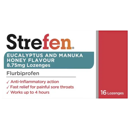 Strepsils Strefen Lozenges Eucalyptus & Manuka Honey Pack of 16