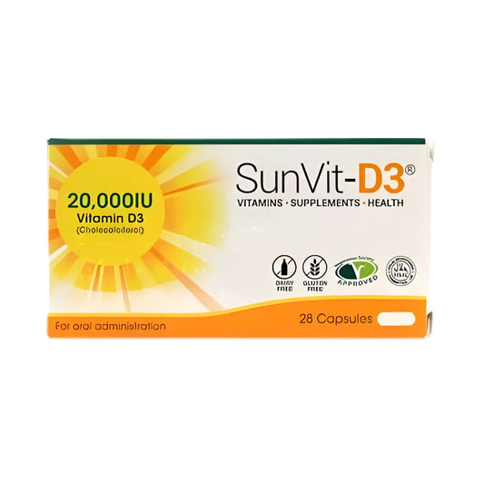 SunVit-D3 Vitamin D 3200IU Capsules, High Strength 28 Tablets