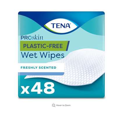 TENA ProSkin Plastic-Free Wet Wipes Pack of 48