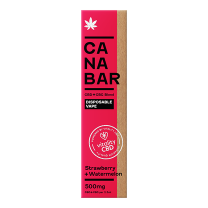 Canabar Disposable Vape Strawberry + Watermelon CANABAR™ Disposable CBD Vape Device 500mg CBD + CBG