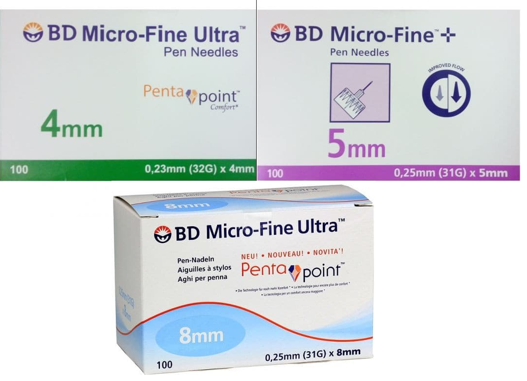 BD Micro-Fine Ultra Pen Needles 4mm /5mm / 8mm - 100 Needles