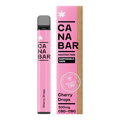 Canabar Disposable Vape Cherry Drops - Disposable CBD Vape Device 500mg CBD + CBG