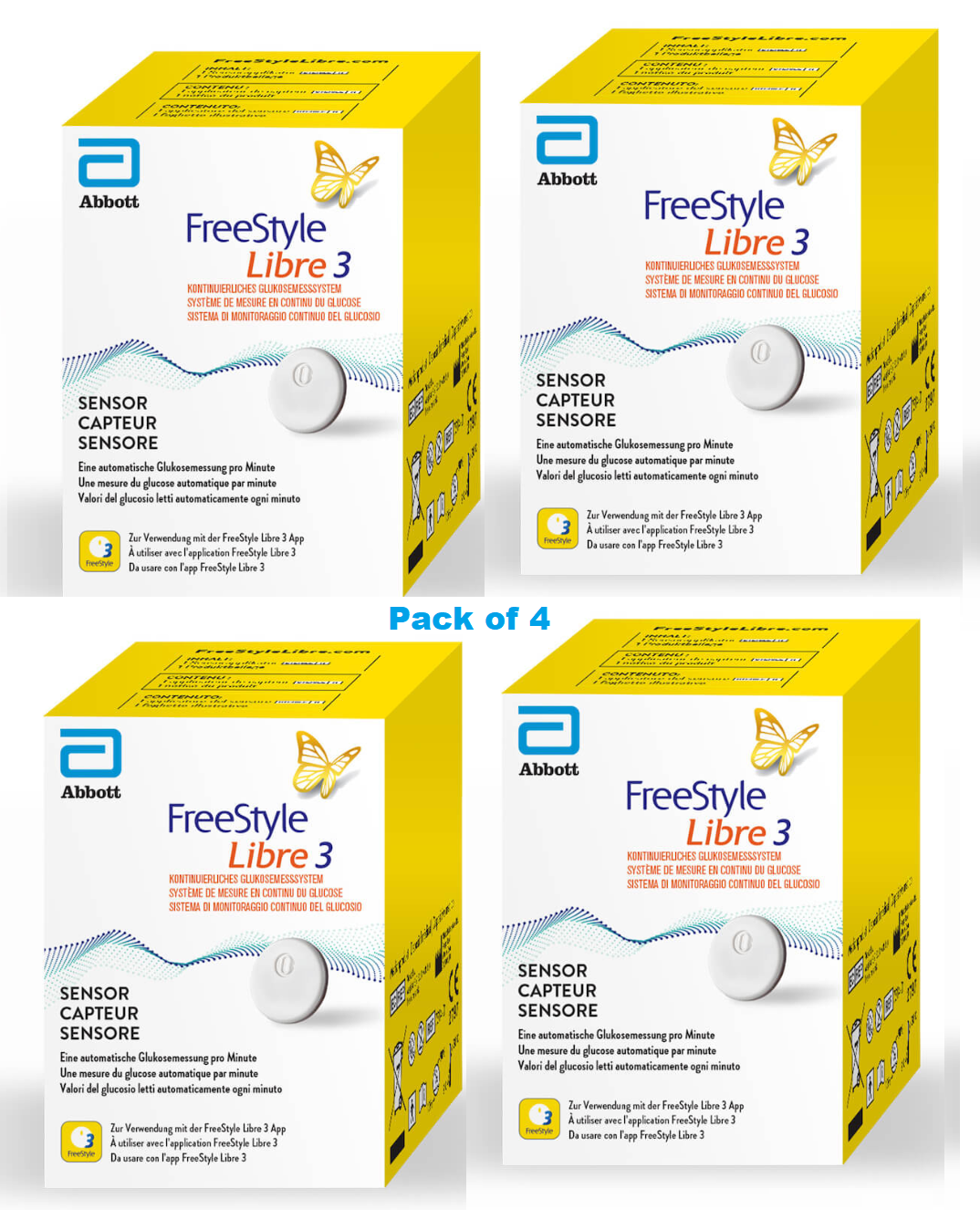 Freestyle Libre 3 Sensor 1 Kit – World’s Smallest Sensor (4x Pack) – UK ...