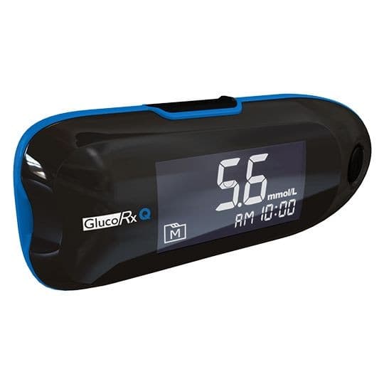 GlucoRx Q Blood Glucose Monitoring System.