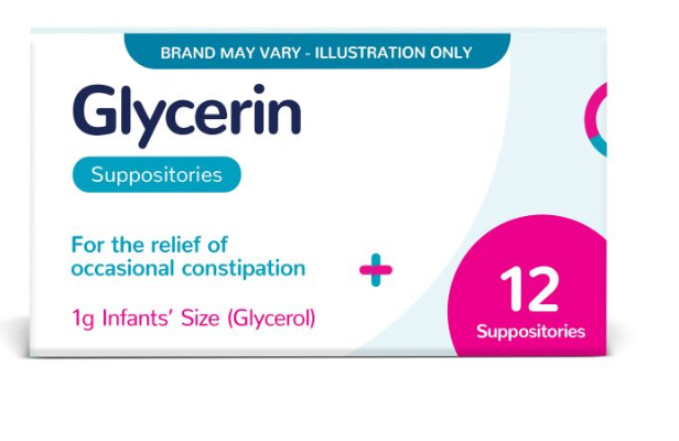 Glycerin 1g For Constipation Infant Size – 12 Suppositories (Brand May Vary)