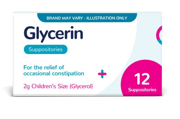 Glycerin 2g For Constipation Childrens Size – 12 Suppositories (Brand May Vary)