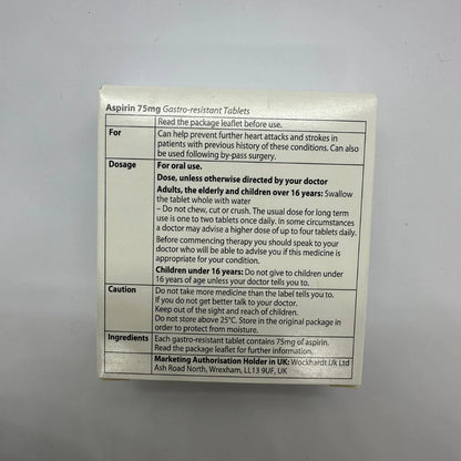 Aspirin 75mg EC Gastro-Resistant Tablets - Pack of 56