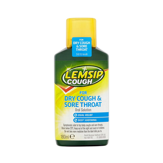 Lemsip Cough for Dry Cough & Sore Throat Oral Solution 180ml