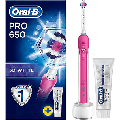 Oral-B Pro 1 650 3DWhite Pink Electric Toothbrush + Whitening Toothpaste