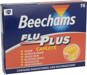 Beechams Flu Plus Caplets 25mg/500mg/5mg 16