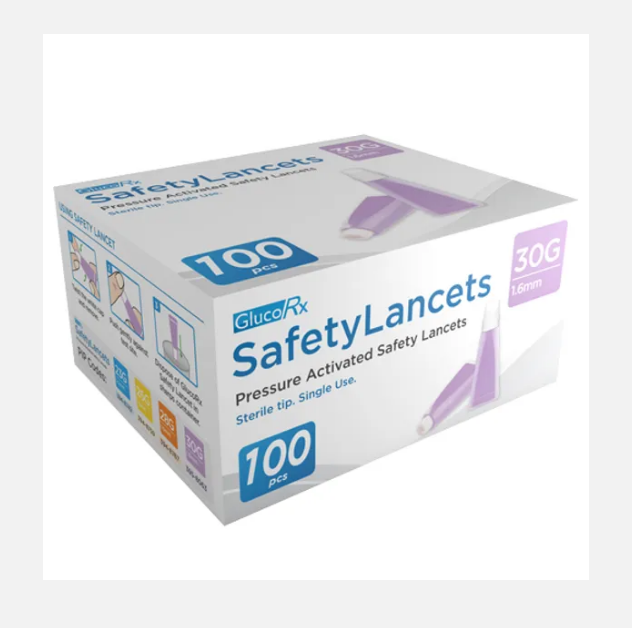 GlucoRx  Safety Lancets (30g-1.6mm)