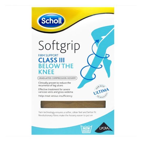 Scholl Softgrip Class 3 - Below the Knee Open Toe - Compression Hosiery Natural