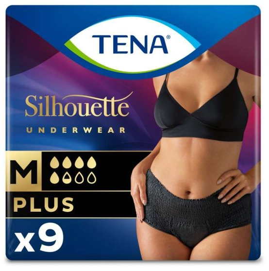 TENA Silhouette Pants - Plus - High Waist - Black - Medium - Pack of 9