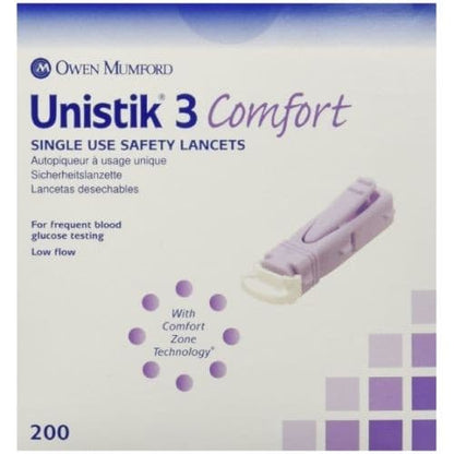 Unistik 3 Comfort Single Use Safety Lancets.