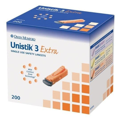 Unistik 3 Extra Single Use Safety Lancets 100s.