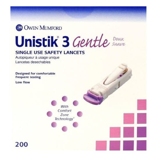 Unistik 3 Gentle Single Use Safety Lancets.